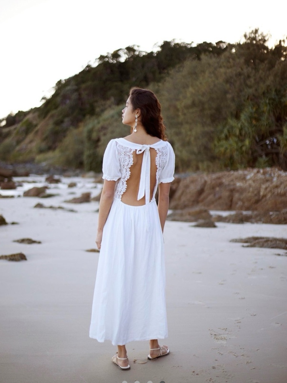 White Lace-Inset Maxi Dress - Picture 2 of 2